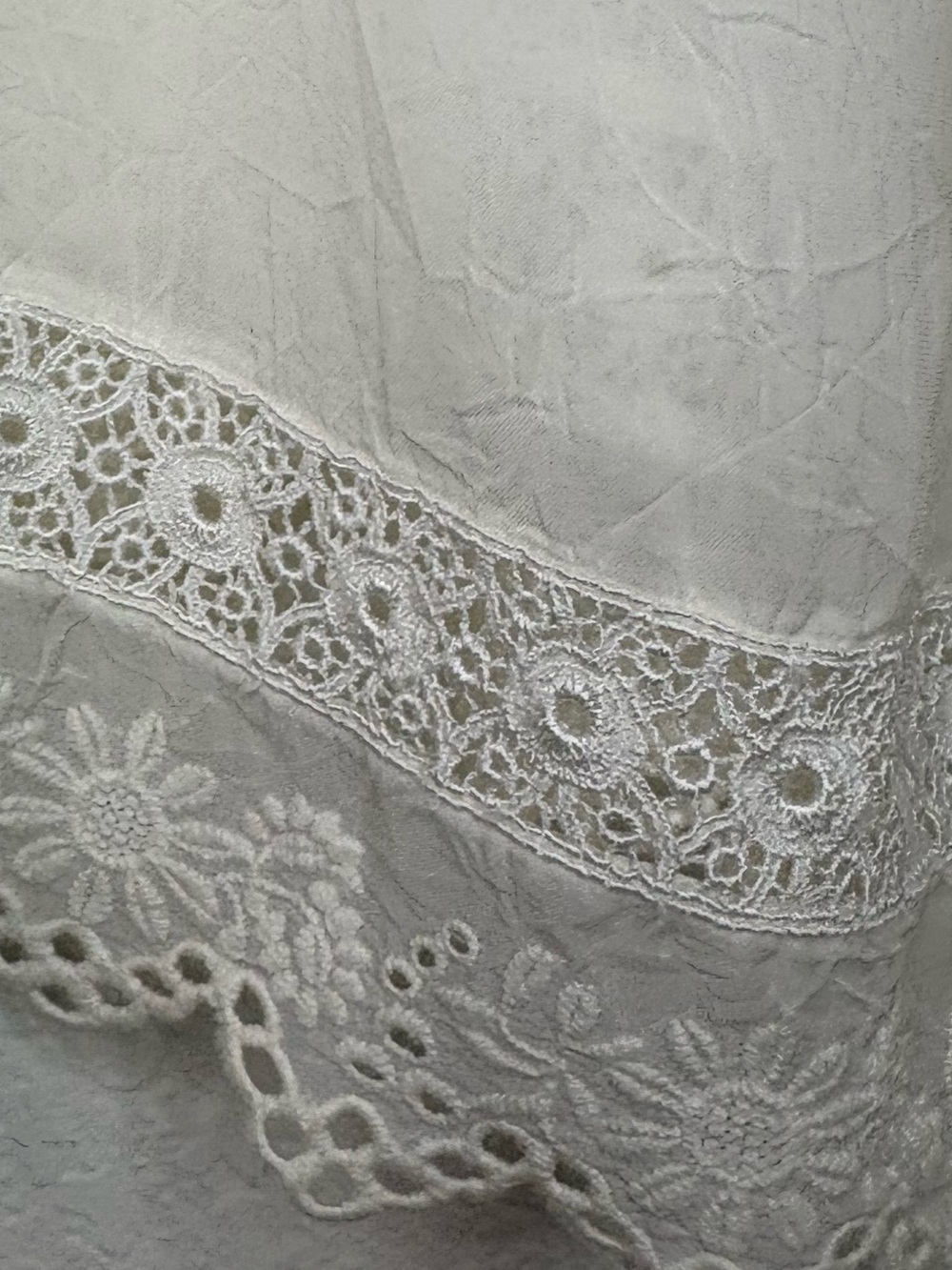 Johnny Was Ivory Embroidered Lace Boho Peasant Blouse Sheer Sleeve Medium - Picture 6 of 16
